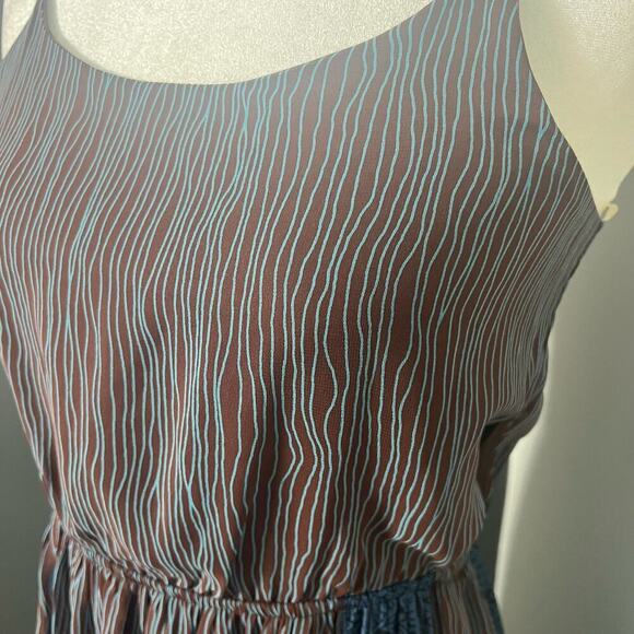 NWT ODDY Woman’s Brown Blue Striped Sleeveless Lightweight Maxi Dress- Size S - Picture 9 of 12